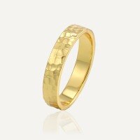 wholesale 925 Sterling Silver Retro Ing Style Hammered Texture Women's Gold Ring-Gold No. 7