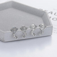 wholesale S925 silver retro antique Thai silver process Ruyi Fu character national style ethnic design earrings ear studs-YFR505M matte/approx. 2.2g 925 silver