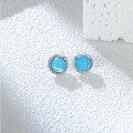 wholesale S925 Sterling Silver Blue Ocean Cat's Eye Earrings for Women, Small Batch Design, High-End Retro Style Elegant Earrings Wholesale-0-2