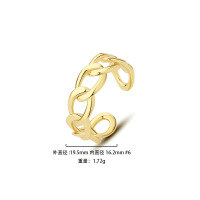 wholesale 925 Sterling Silver Minimalist Stacking Ring, Ins, Retro Open Adjustable Finger Ring For Women-K1037-Gold Adjustable opening