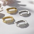 wholesale S925 Sterling Silver Oval Geometric Earrings with Micro-Set Zircon, Minimalist INS Style Hoop Earrings-0-1