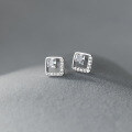 wholesale S925 Sterling Silver Square Diamond-Inlaid Hollow Out Ear Studs Ins Style Small and Unique Design Earrings for Women M03463-0-1