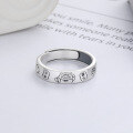 wholesale S925 Sterling Silver Vintage Matte Finish Auspicious Pattern Ring with Lucky Cat and "Peace, Joy, Prosperity" Design-0-3