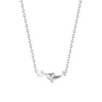 wholesale S925 Sterling Silver Cross-border Dolphin Ballpoint Pen Necklace For Women, Elegant And Versatile-A3703-White Gold 925 Silver