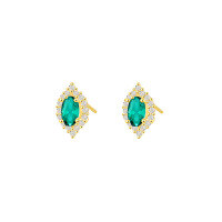 wholesale S925 Sterling Silver French Retro Micro-set Zircon Earrings For Women, Minimalist And Advanced Color Zircon-E4066-Green Zirconium 925 Silver