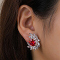 wholesale S925 Sterling Silver Cross-Border European and American Style Earrings Inlaid with High-Carbon Diamond Zircon and Ruby Ear Hooks for Dropshipping Wholesale Women-0-2