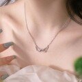wholesale S925 Sterling Silver Live Korean New Design Women's Necklace with Heart Wings and Zircon Inlaid Exquisite Pendant-0-3