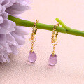 wholesale 925 Sterling Silver Japanese-style Light Jewelry Natural Bud Amethyst Dangling Earrings Ear Cuffs for Women, Detachable Earrings-0-2
