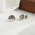 wholesale S925 Sterling Silver Cloud-Pull Earrings, Retro Cute Oxidized Silver Hedgehog Studs, Cross-Border Direct from Manufacturer-0-1