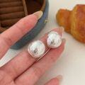 wholesale S925 sterling silver textured stud earrings for women, minimalist style, heavy-duty semi-spherical earrings, elegant and fashionable with a high-end feel-0-1