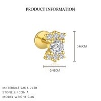 wholesale S925 Sterling Silver Wholesale-E4770-Gold/Single 925 Silver