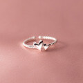 wholesale S925 silver Korean version minimalist double heart twist ring heart-shaped fresh index finger ring R00388-0-1