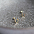 wholesale 9K Gold Blue Zircon U-Shaped Ear Studs Minimalist and Elegant Small Earrings for Daily Wear Korean Style-0-2