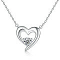 wholesale 925 Sterling Silver Heart Pendant Necklace for Women, Small and Exquisite Zircon Choker, Ins Wholesale-0-0