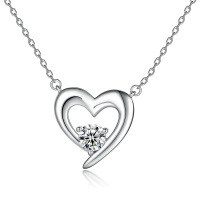 wholesale 925 Sterling Silver Heart Pendant Necklace for Women, Small and Exquisite Zircon Choker, Ins Wholesale-Platinum 925 silver