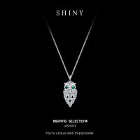 Sterling Silver Europe-US Cross-Border Micro-Set Moissanite Owl Pendant Necklace-S925 sterling silver with 10 3-point moissanite diamonds