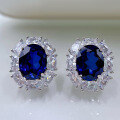 wholesale 925 Sterling Silver New 7*9 Sapphire Earrings Simple and Elegant Jewelry Drop Shipping-0-0