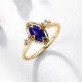 wholesale S925 Sterling Silver Plated Blue Goldstone Ring with White Crystal, Minimalist Dual-sided Design-0-2