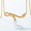 wholesale S925 Sterling Silver Cross-Border New Simple and Elegant Pearl Necklace for Women, Fashionable Popular Snake Chain Choker for Wholesale-0-2