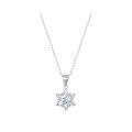 wholesale S925 Sterling Silver Snowflake Moissanite Necklace for Women, Moissanite Hexagram Pendant, Light Luxury Choker, Factory Direct-0-4