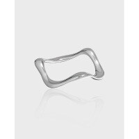 wholesale S925 Sterling Silver JF264 Korean Version Student Ring, Ins Simple and Versatile Irregular Wave Pattern Closed Ring for Women-Platinum No. 7