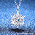 S925 Sterling Silver Moissanite Romantic Snowflake Necklace-0-0