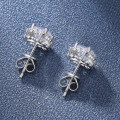 wholesale S925 Sterling Silver Moissanite Sparkling Flower Earrings for Women, 1 Carat D Color Diamond Bud Earrings with Full Micro-Pave Setting-0-2