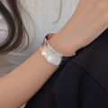 wholesale S925 Sterling Silver Super Heavy Work Tin Foil Wide Opening Bracelet for Women, Korean High Fashion Spring and Summer New Arrival Minimalist Cuff-0-4