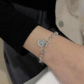 wholesale Sterling Silver Asymmetric Chain Sun Pendant Bracelet Korean Version Retro Thai Silver Ins Minimalist Style Personalized Women's Design-0-2