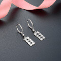 wholesale Sterling Silver Long Square Earrings for Women, Unique Niche Design Hoop, Elegant High-End Stud Earrings-0-3