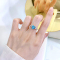 wholesale 925 silver new heart-shaped 8*8 high-carbon diamond aquamarine simulated diamond ring for marriage-0-3