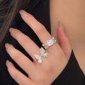 wholesale S925 Sterling Silver Butterfly Adjustable Ring for Women, Ins Trendy Versatile Luxury New Geometric Ring with High-End Feel-0-2