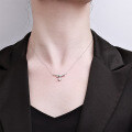 925 Silver Gold-Plated Bow Moissanite Necklace, D Color High Clarity, Wholesale-0-2