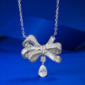 wholesale S925 Sterling Silver European and American New Style Bow Pendant Necklace for Women, Light Luxury Daily Fashion Wholesale-0-0