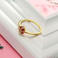 wholesale S925 Silver Sunflower Zircon Ring for Women, Korean and Japanese Style, Versatile, Simple and Fresh, New Arrival in 2021-A Little Red Flower Ring No. 14