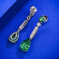 wholesale 925 Sterling Silver 5ct High Carbon Diamond Earrings Waterdrop 8*12 Emerald Green Ear Studs Women Ins, Mu Jing Jewelry New-0-3
