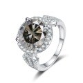 wholesale S925 Sterling Silver 5ct Round Moissanite Ring, Elegant and Sophisticated High-End Wedding Ring-0-11