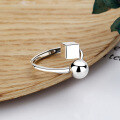 wholesale S925 Sterling Silver Round Ball Square Ring for Women, Adjustable Index Finger Ring, Versatile and High-End-0-2