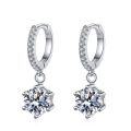 S925 Sterling Silver Moissanite Earrings Women, Micro-Set Classic Six-Prong D Color Earrings-0-3