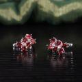 wholesale S925 Sterling Silver Set Sparkling Red Gemstone Earrings, Natural Garnet Ear Studs for Women, Live Streaming Wholesale-0-3