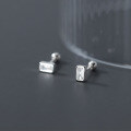 wholesale S925 Sterling Silver Nalan Square Stud Earrings for Women, Korean-Japanese Style, Geometric Threaded Bead with Rhinestones, Minimalist and Unique Design G9182-0-3