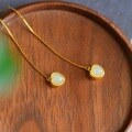 wholesale 925 Silver Gold-Plated Inlaid Hetian Jade Heart-Shaped Jade Earrings Cheongsam Hanfu Ear Accessories Wholesale-0-5