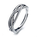 wholesale S925 Sterling Silver Retro Multi-Layer Cross-Wrap Ring Minimalist Ins Niche Design Hip-Hop Style Index Finger Ring-0-4