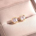 wholesale Gold-plated S925 silver emerald cut moissanite stud earrings with square minimalist design, popular style for women-0-2