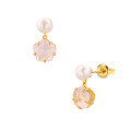 wholesale 925 Silver Spring New Sakura Set Pink Crystal Natural Pearl Fringe Earrings for Women, Hypoallergenic-0-4