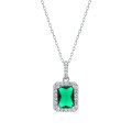 wholesale S925 Sterling Silver Emerald Ear Clasp Necklace Set, Simple Fashion Elegant Retro High-End Jewelry Gift-0-10