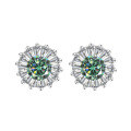 wholesale S925 Sterling Silver Moissanite Sunflower Stud Earrings, Versatile and Simple Fashion Earrings for Wholesale Live Streaming-0-11
