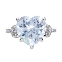 wholesale S925 Sterling Silver 6-Carat Heart-Shaped Pink Moissanite Women's Ring with Group Setting High-End Silver Jewelry Accessories-6-Carat Heart-Shaped Moissanite Ring (White)  US Size 6