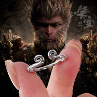wholesale Fine Silver S999 Black Myth: Wukong's Hoop Band Ring for Women, Golden Cudgel-Inspired Creative Vintage Ring-Polished Tightening Ring/Approx. 1.96g&gt;JZ016317-3 Sterling Silver S925