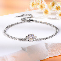 wholesale 1ct Moissanite Cuban Bracelet in S925 Silver Plated with 18K White Gold, Trendy Unisex Jewelry for Wholesale-Platinum>16.5+5CM